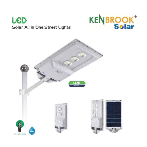 Kenbrook Solar Street Light Lens All in One – IP65 Waterproof, Automatic On Off Motion Sensor Solar Light for Outdoor Use (25 Watt)